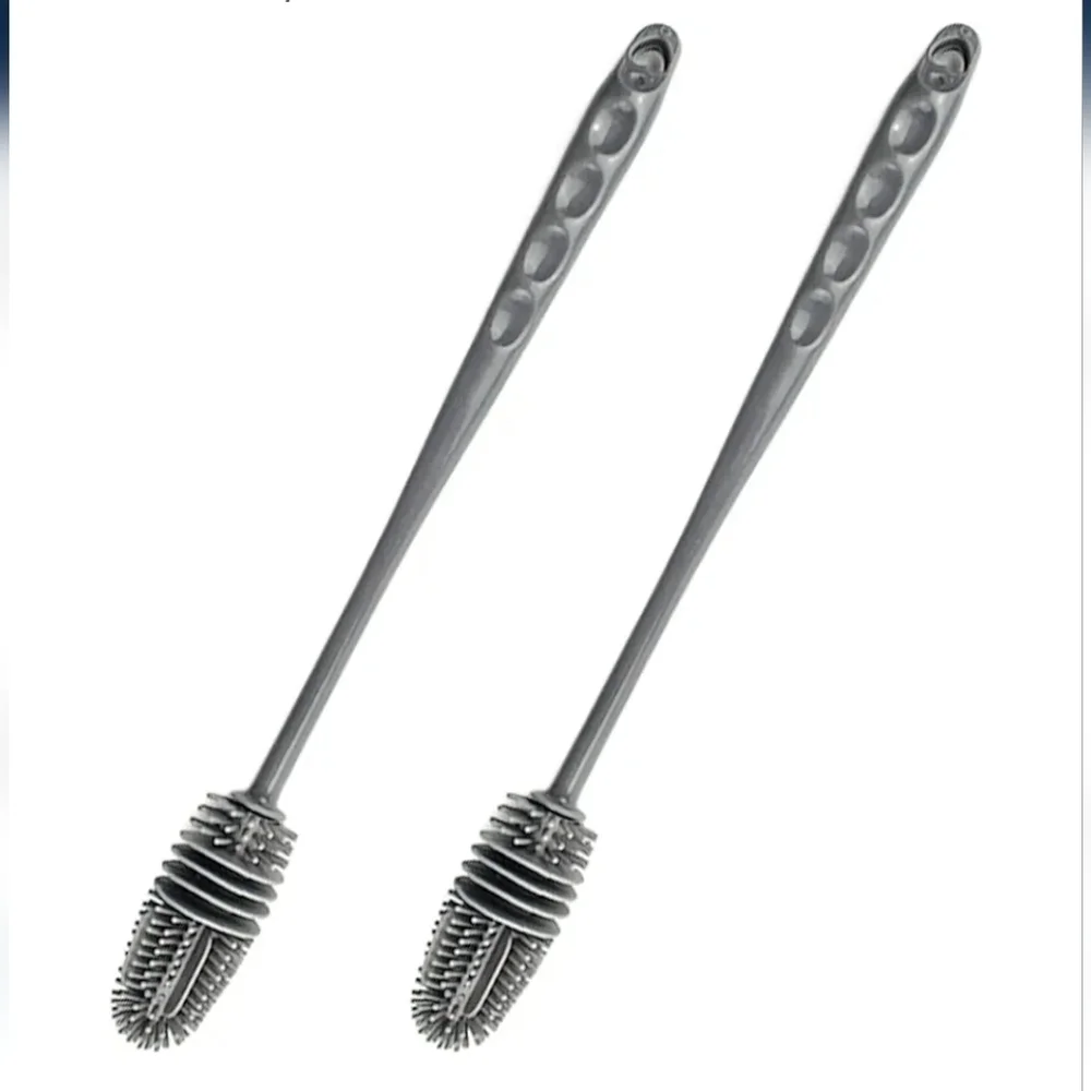 Silver Silicone Bottle Cleaning Brush Set of 2 Gray